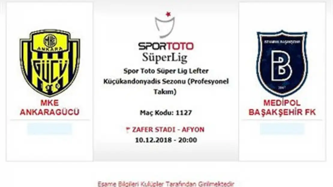 Ankaragücü Başakşehir maçı Afyon'da – Kocatepe Gazetesi