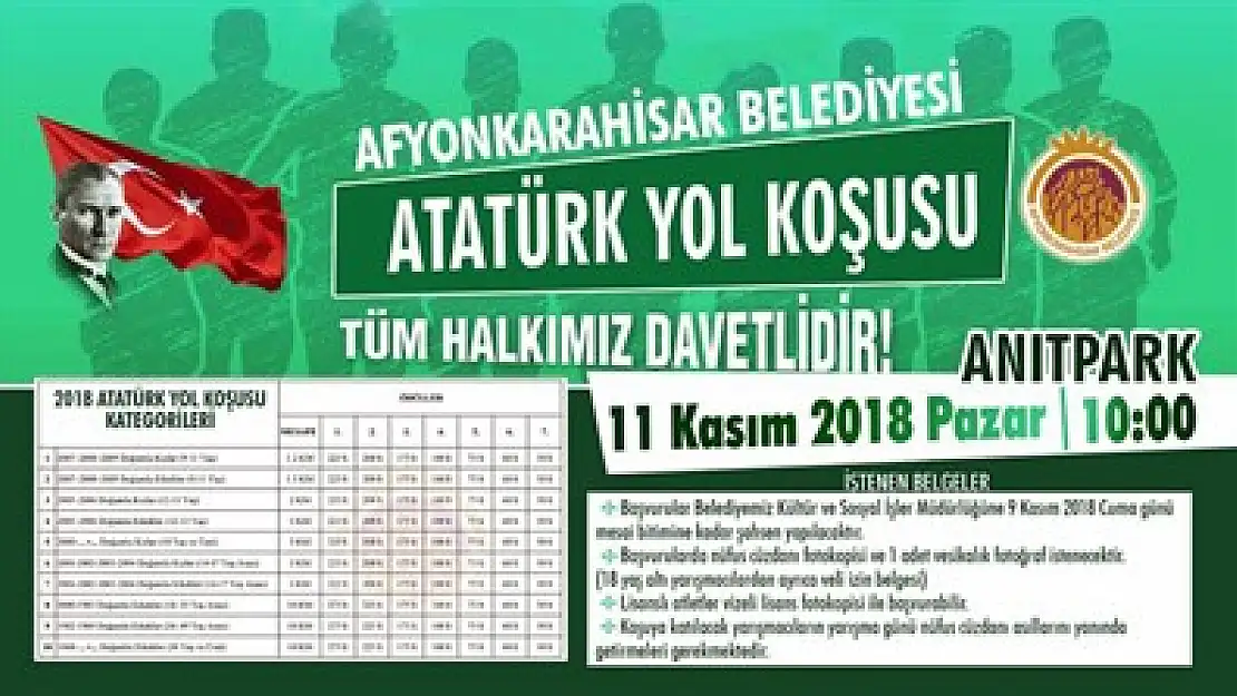 Atatürk Yol koşusu 11 Kasım'da