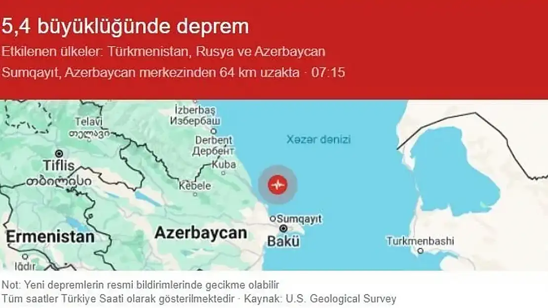 Bakü’de Deprem Son Dakika 2023