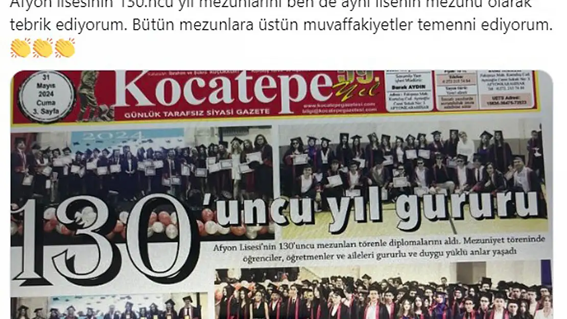 Eroğlu, Kocatepe Kupürü İle Kutladı