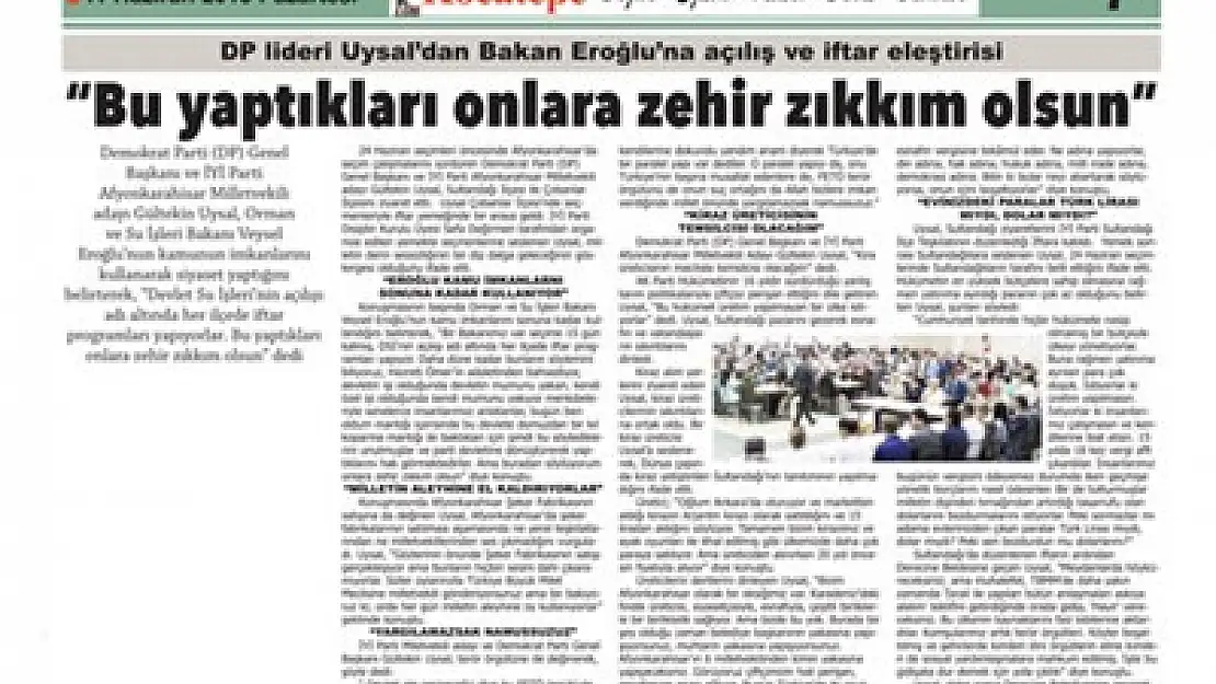 'İftar davetleri DSİ'nin değil' – Kocatepe Gazetesi