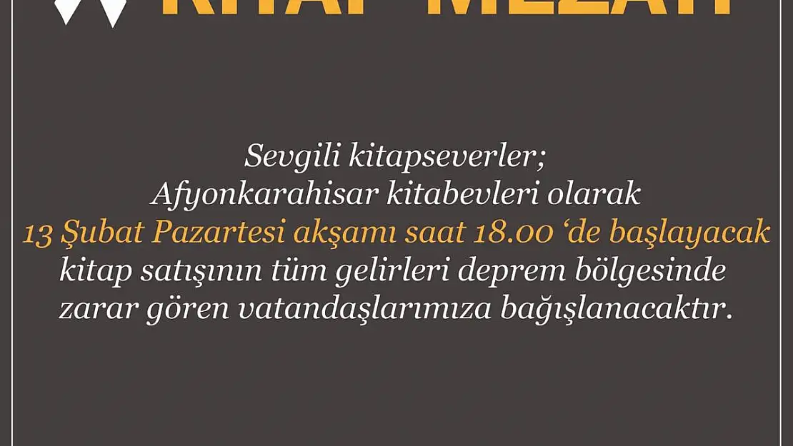 Kitap mezatının tüm geliri depremzedelere bağışlanacak