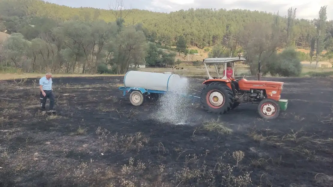 Mangal Ateşinden Çıkan Yangından 2 Dönüm Ekili Alan Zarar Gördü