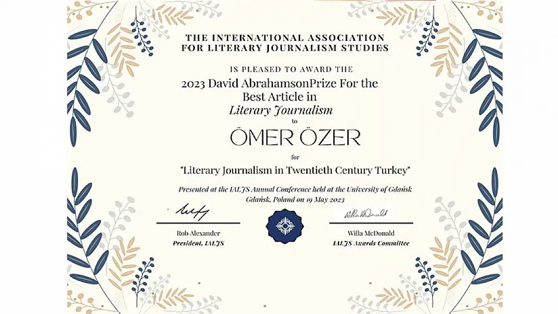 Prof. Dr. Ömer Özer, uluslararası bir başarıya imza attı