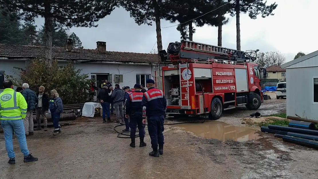 Şantiye yatakhanesindeki yangın korkuttu