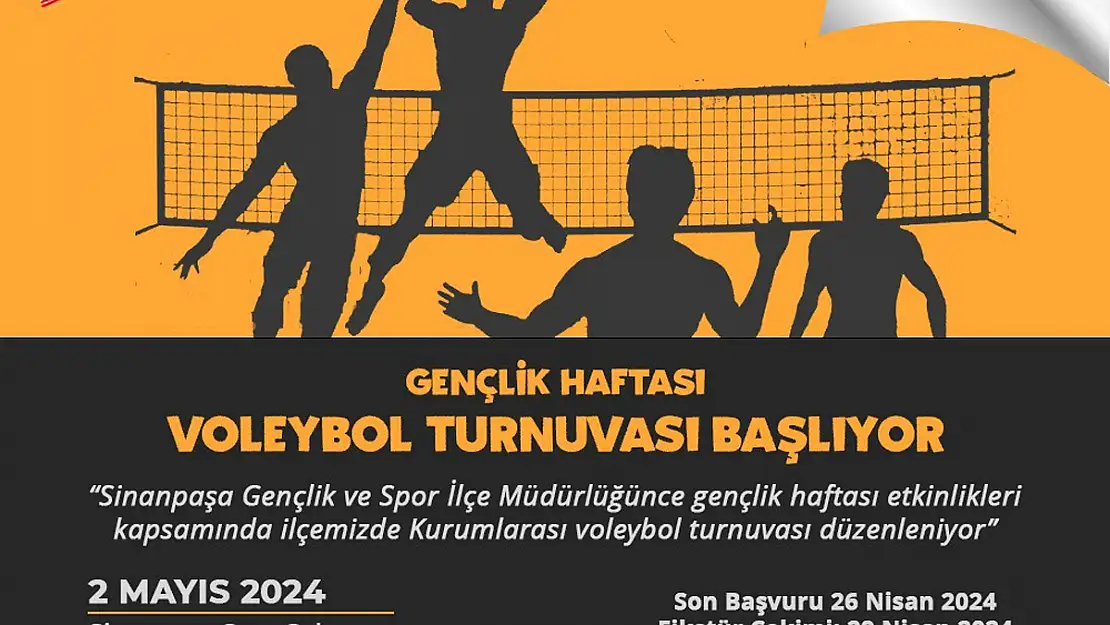 Sinanpaşa’da Kurumlar Arası Voleybol Turnuvası Başlıyor