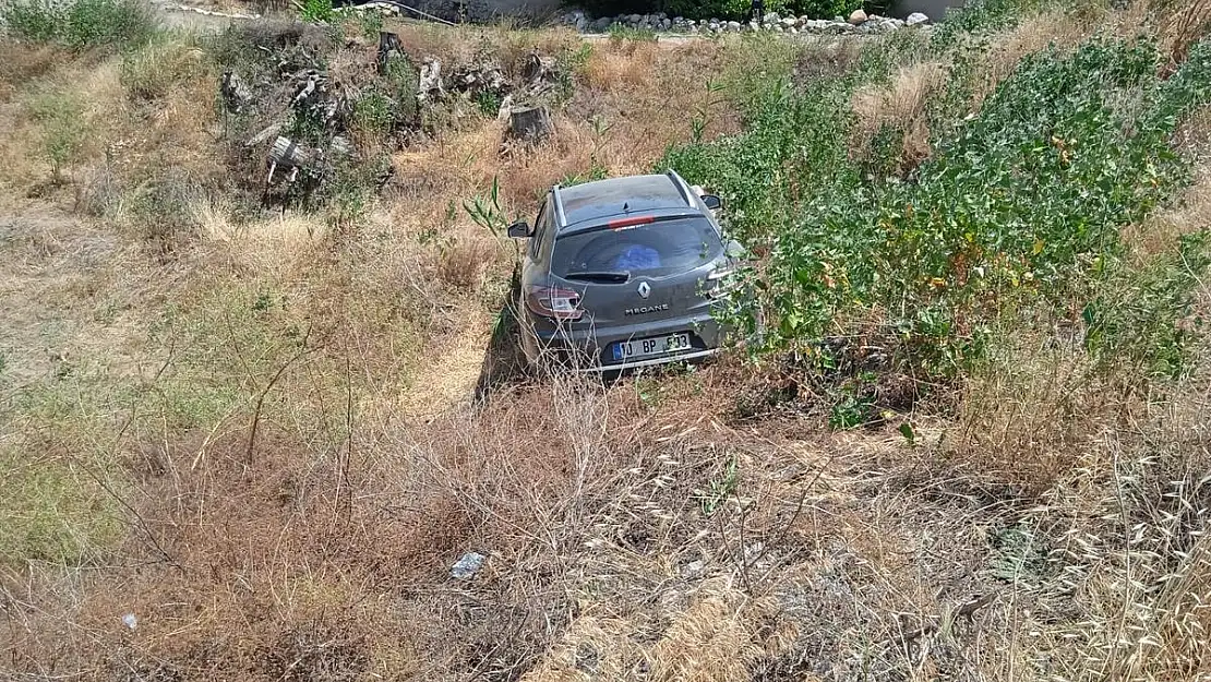 Telefon direğine çarpan sürücü 2 metre şarampolden aşağı uçtu