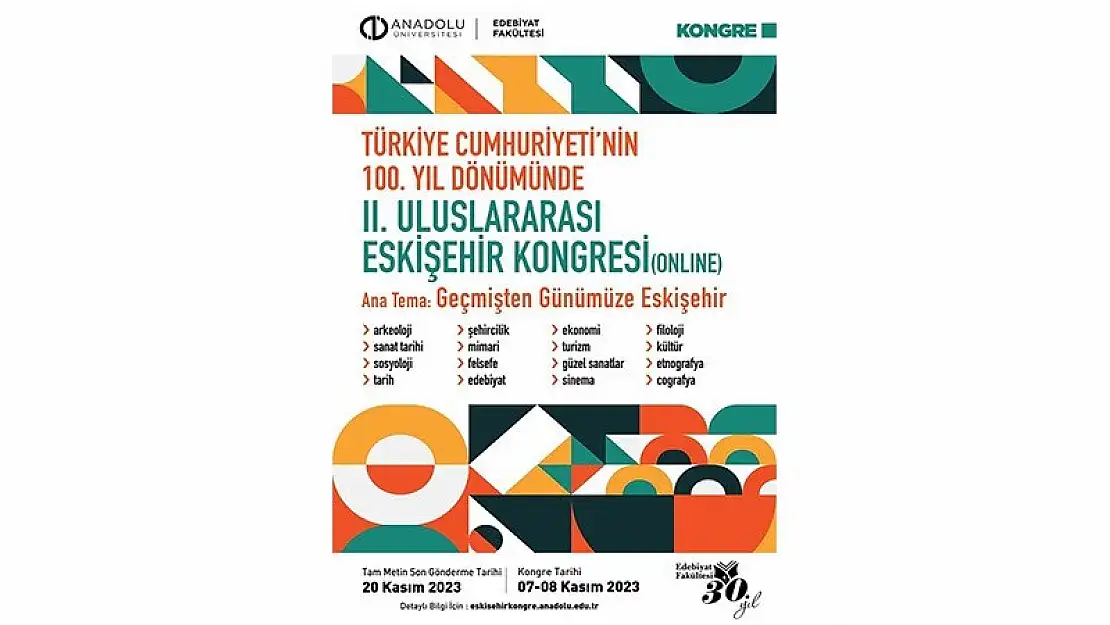 Uluslararası Eskişehir Kongresi’nin 2’incisi 7-8 Kasım tarihlerinde gerçekleştirilecek