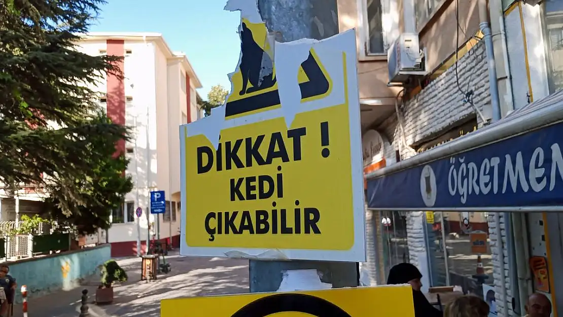 Vandallar hayvansever esnafın plastik uyarı levhasına göz dikti