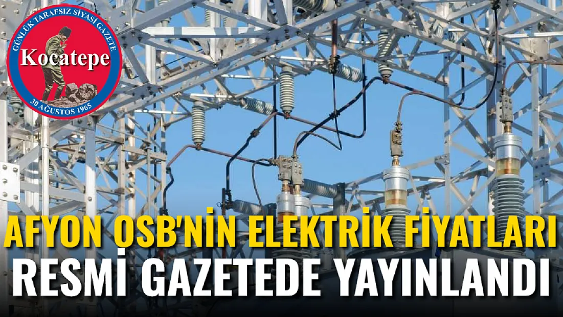 Afyon OSB'nin Elektrik Fiyatları Resmi Gazete'de Yayınlandı