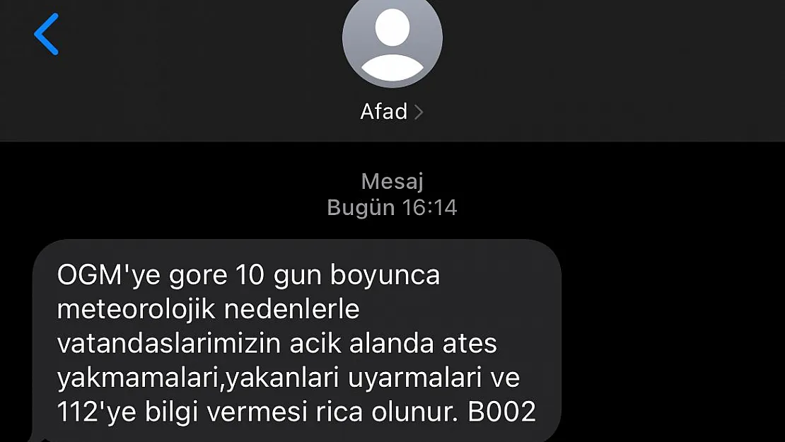 AFAD’tan Bilgilendirme Mesajı