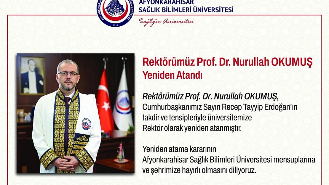 AFSÜ Rektörlüğü’ne Okumuş yeniden atandı