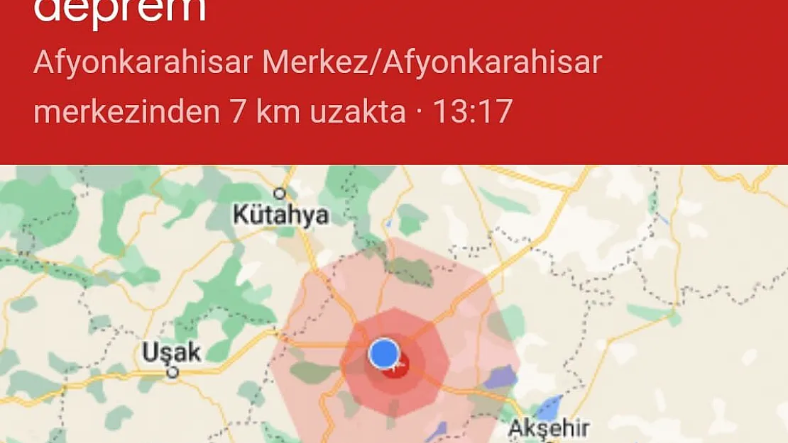 Afyon salladı. Merkez üssü Ataköy