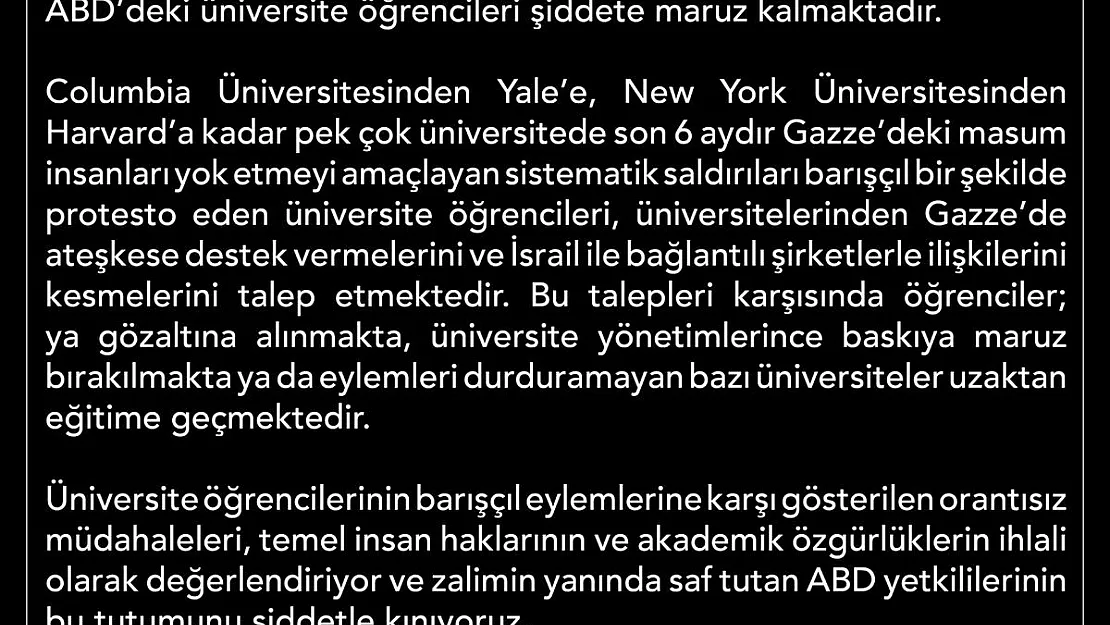 Afyon’dan ABD’ye Kınama