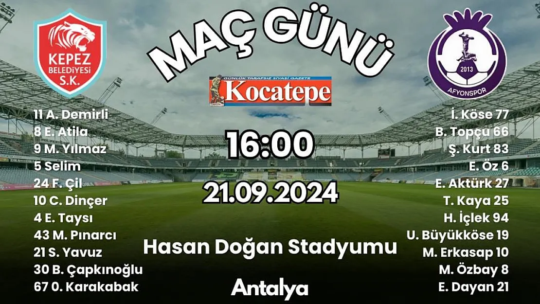 Afyonspor Maçı Başladı, İşte İlk 11