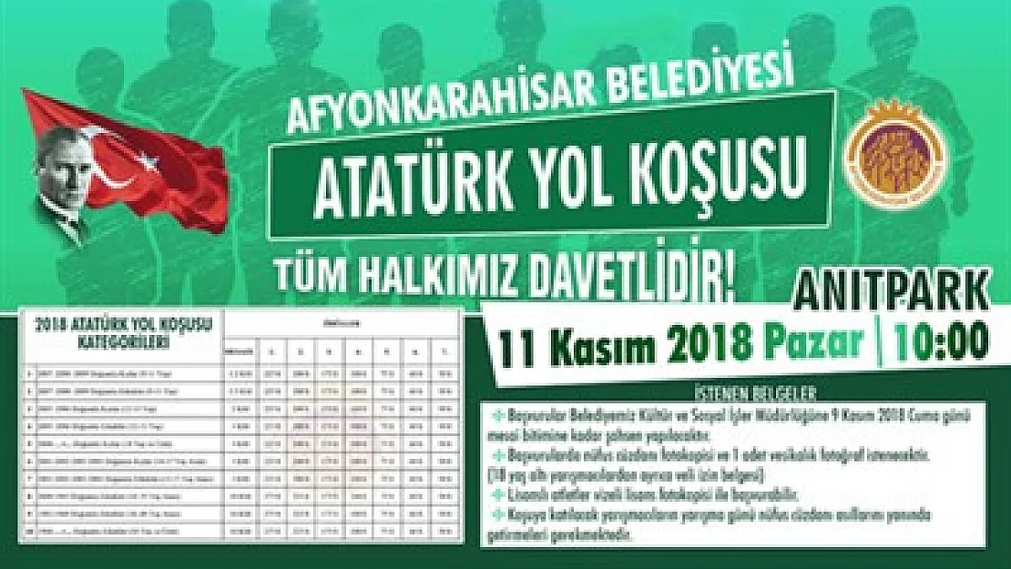 Atatürk Yol Koşusu 11 Kasım’da