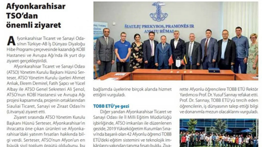 ATSO'nun faaliyetleri, Forum Dergisi'nde yayımlandı