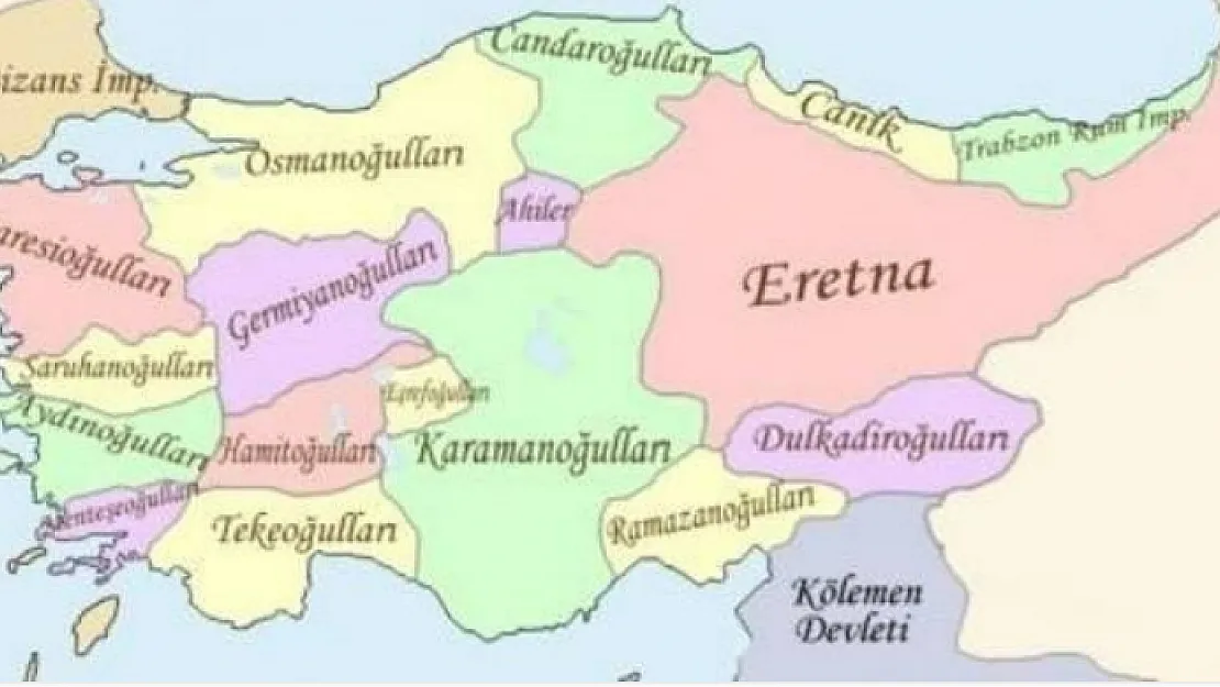 Germiyanoğulları Beyliği haritası