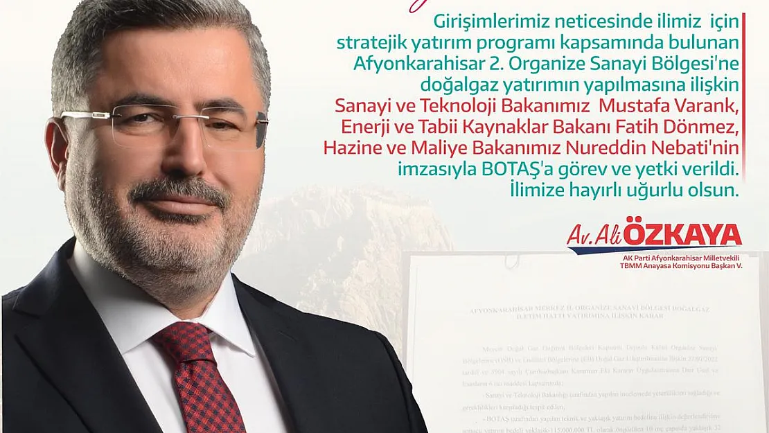 Özkaya’dan 2’inci OSB için doğalgaz müjdesi