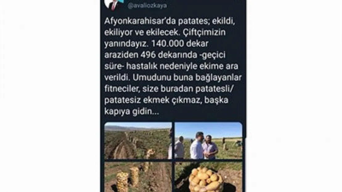 Patates ekiminde “yasak” tartışması – Kocatepe Gazetesi