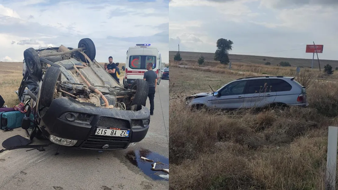 SUV aracın çarptığı araç  takla attı: 5 yaralı