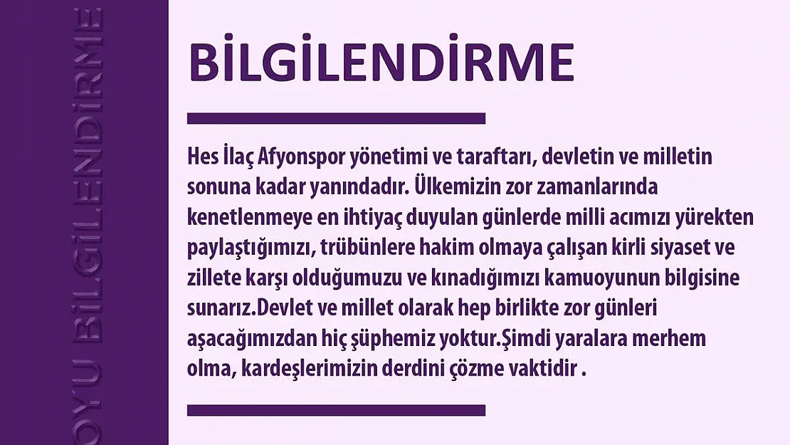 “Tribünlere hakim olmaya çalışan kirli siyasete karşıyız”