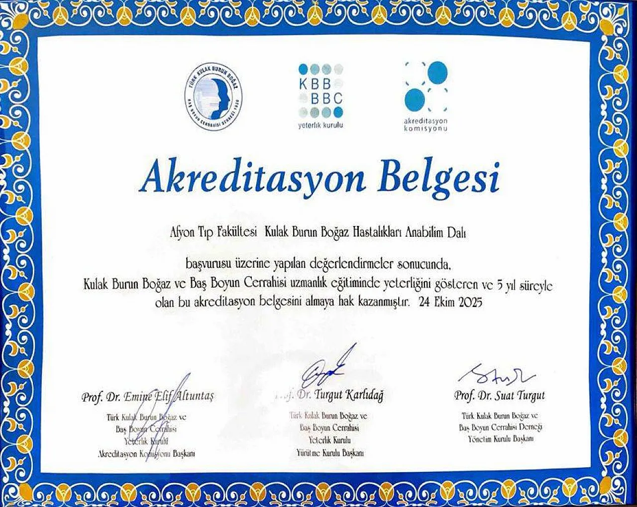 AFSÜ KBB Kliniği Artık Akredite