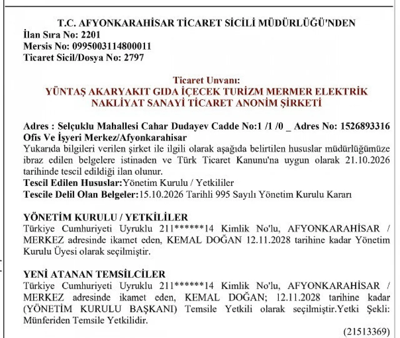 Kemal Doğan'a YÜNTAŞ'ta Yeni Görev
