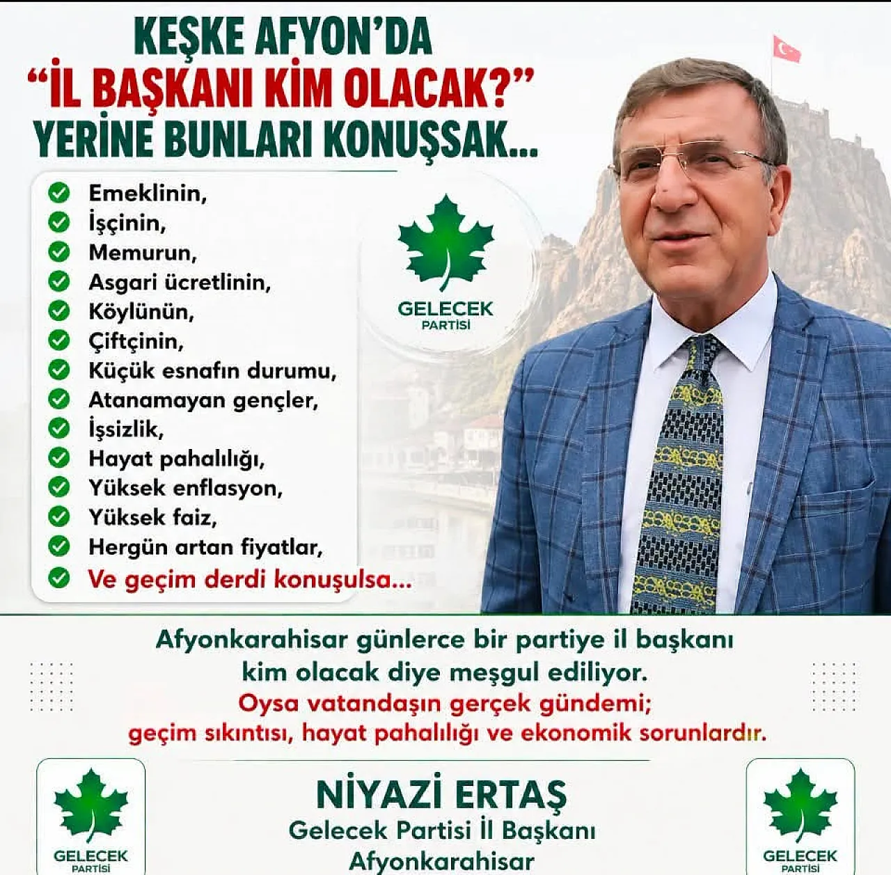 Gelecek Partili Ertaş'tan İnce Mesaj: Keşke Asgari Ücretliyi Konuşsak