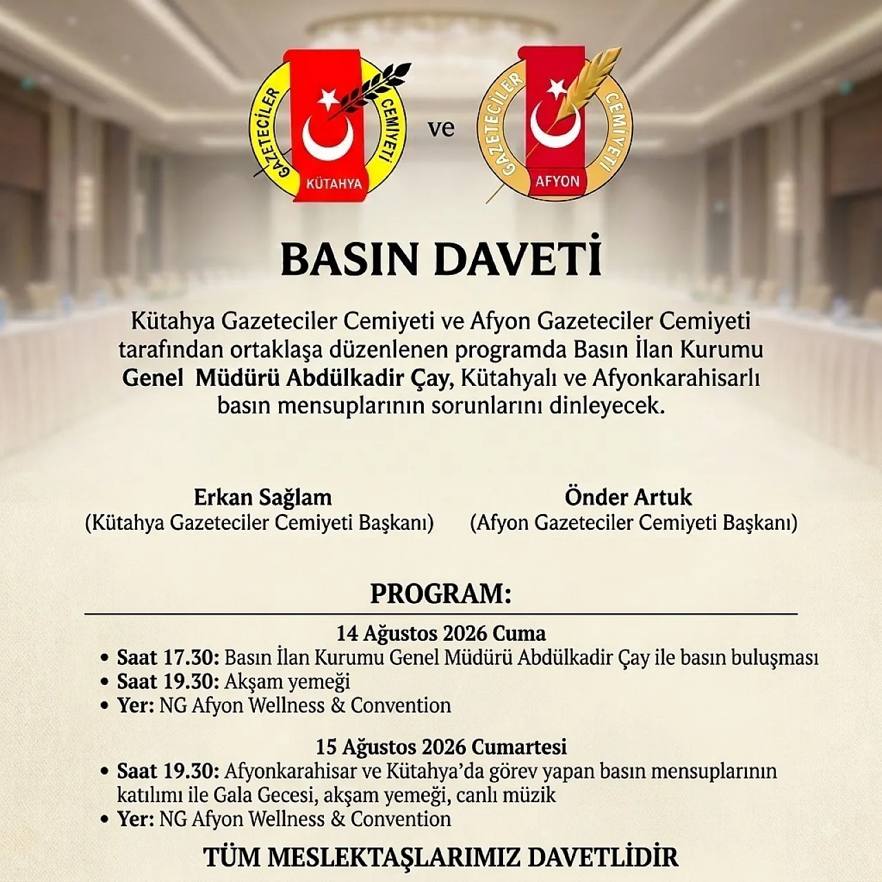 Afyon'da Basın Sektörünün Sorunları Ve Talepleri Görüşülecek