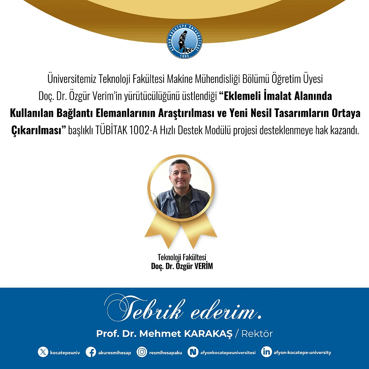 Akü'den Teknoloji Alanında Çifte Başarı Buluş Patent Aldı, Yeni Projeye TÜBİTAK Desteği