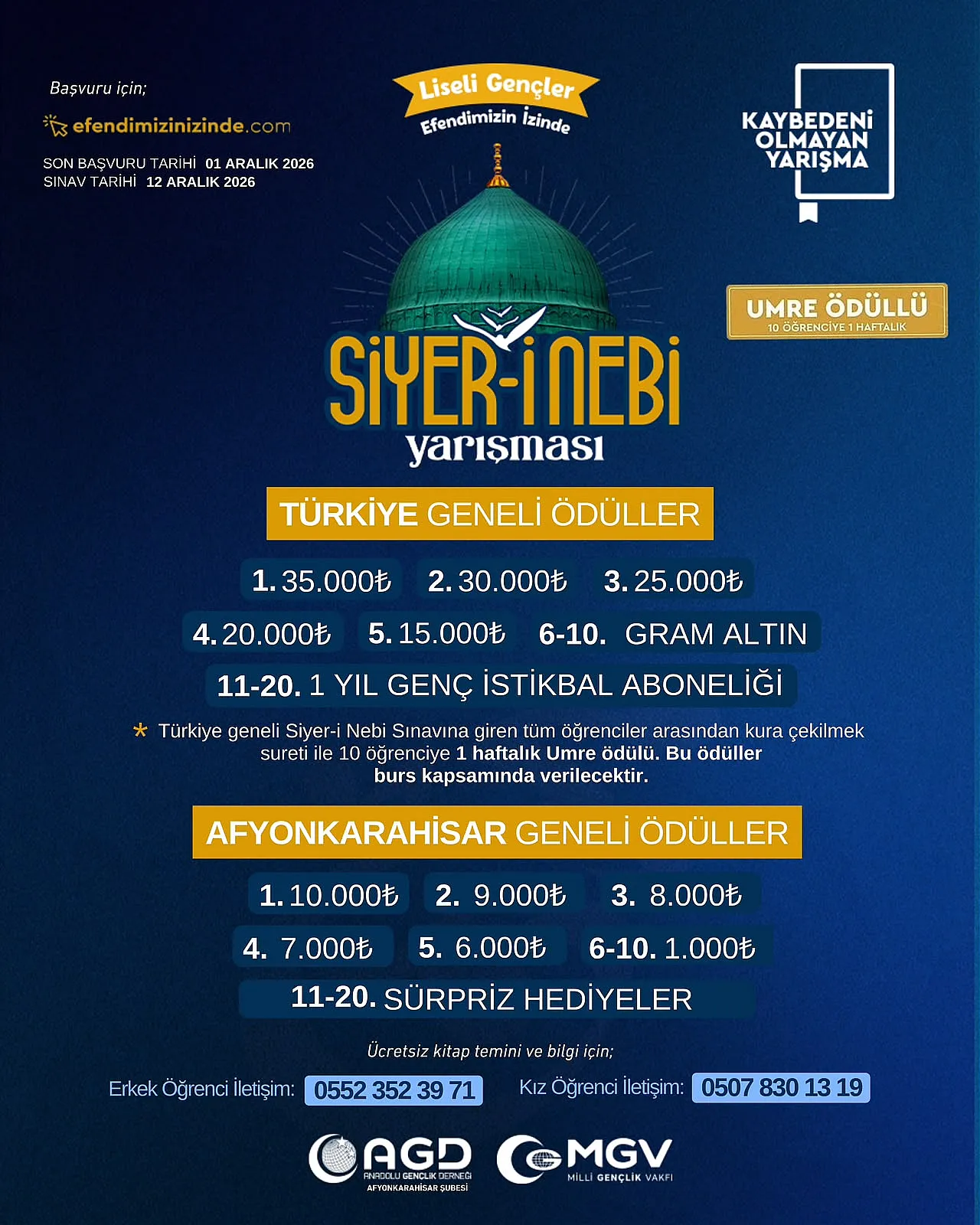10 Öğrenciye Umre Ödüllü Yarışma Başlıyor