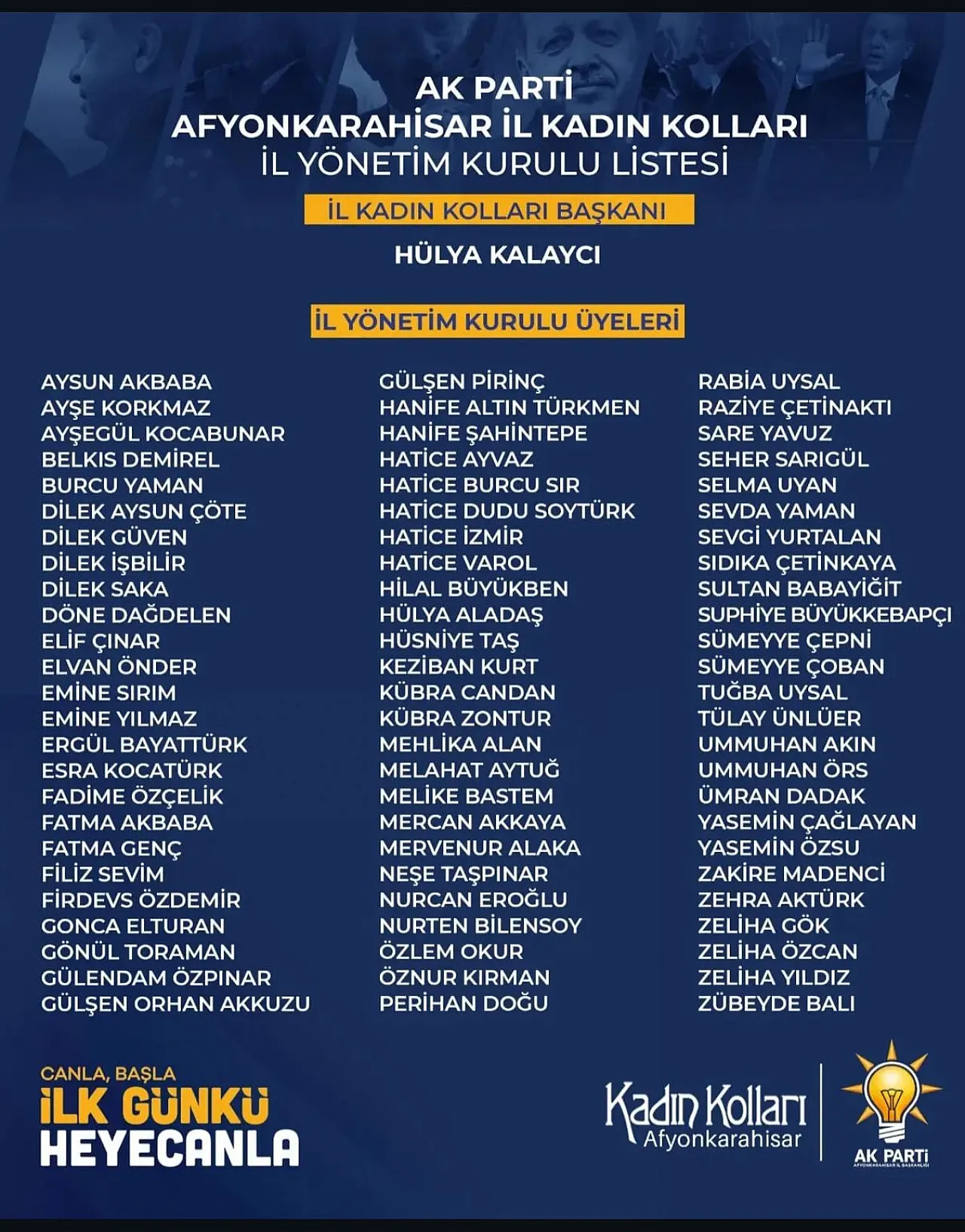 AK Parti Afyon'da Kadın Kolları Yönetimi Belli Oldu: İşte Tam Liste