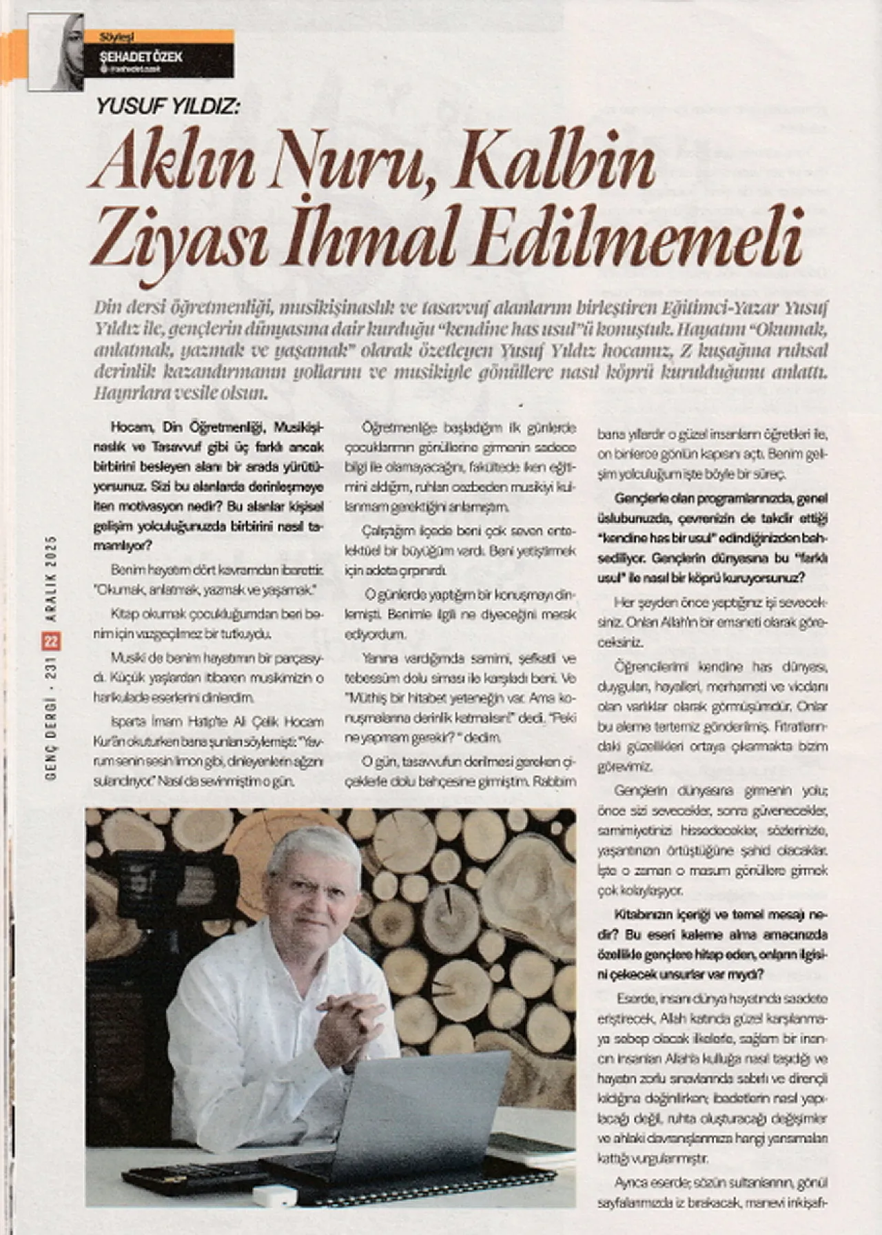 Afyonlu Öğretmen, Genç Dergisi'ne Konuştu: Müslüman Ülkeler Ölü Toprağını Atmalı