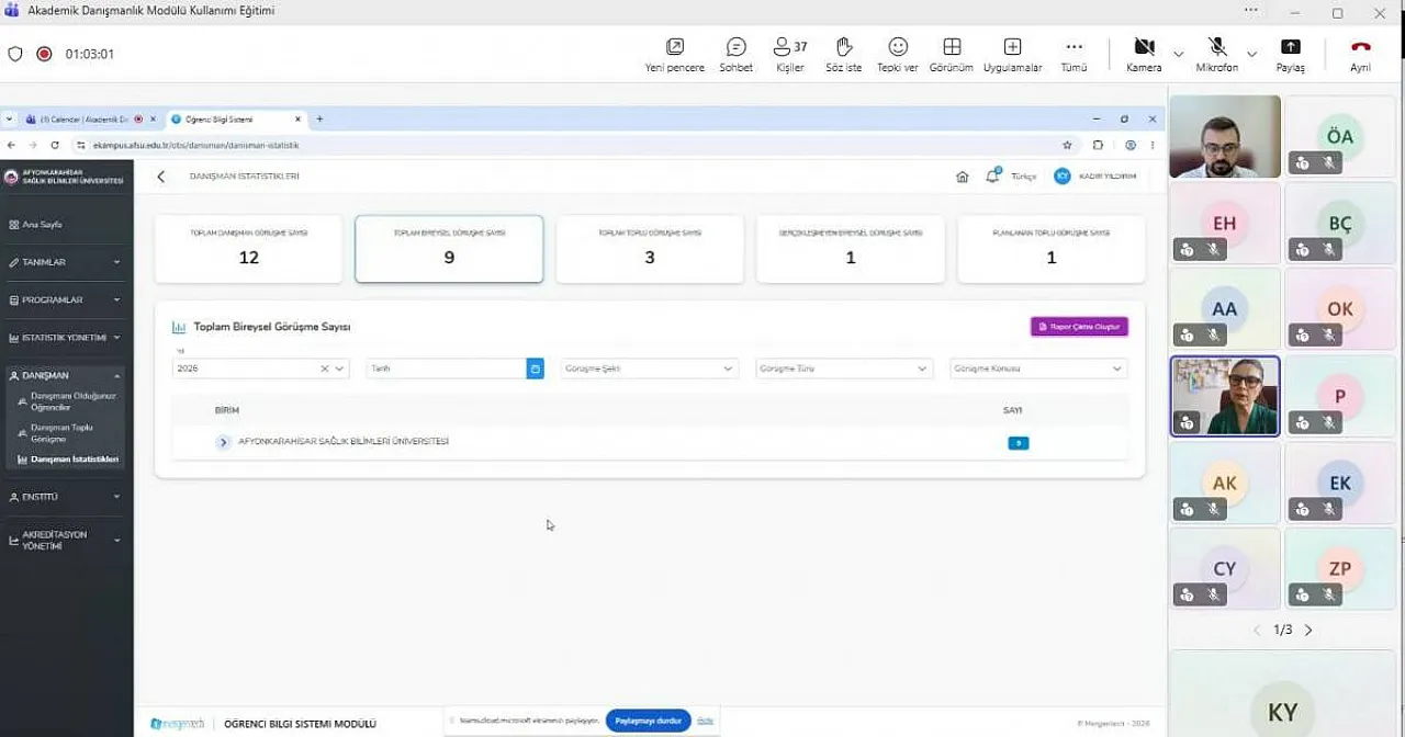 AFSÜ Akademik Danışmanlık Hizmetleri Bu Modülle İzlenecek