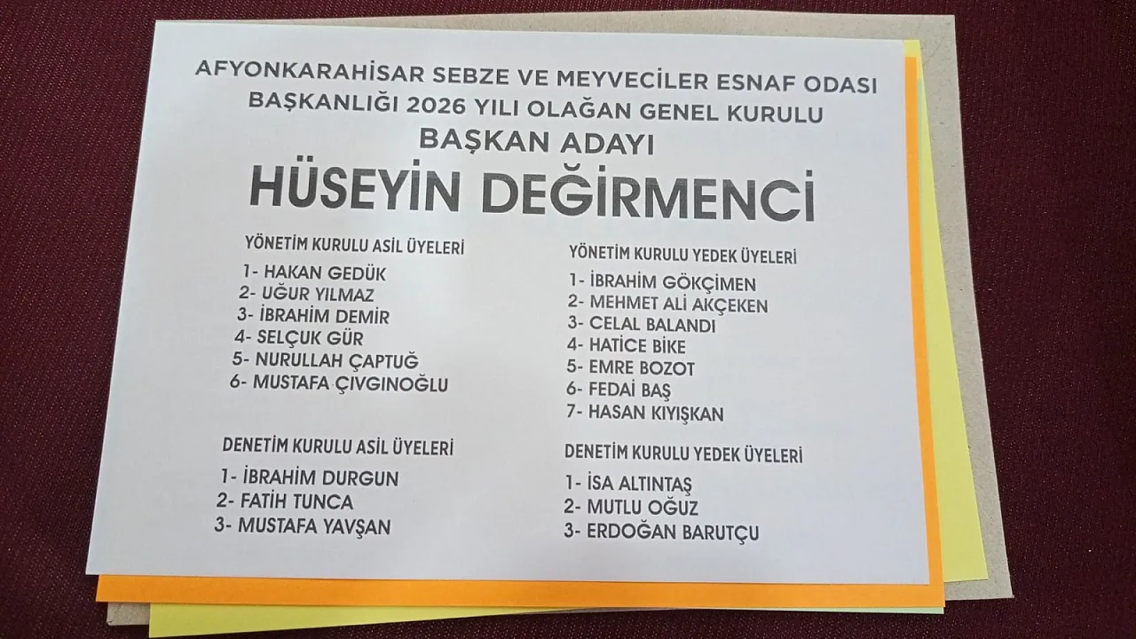 Afyonkarahisar'da Sebzeciler Odasında Adayların Beşi Bir Yerde