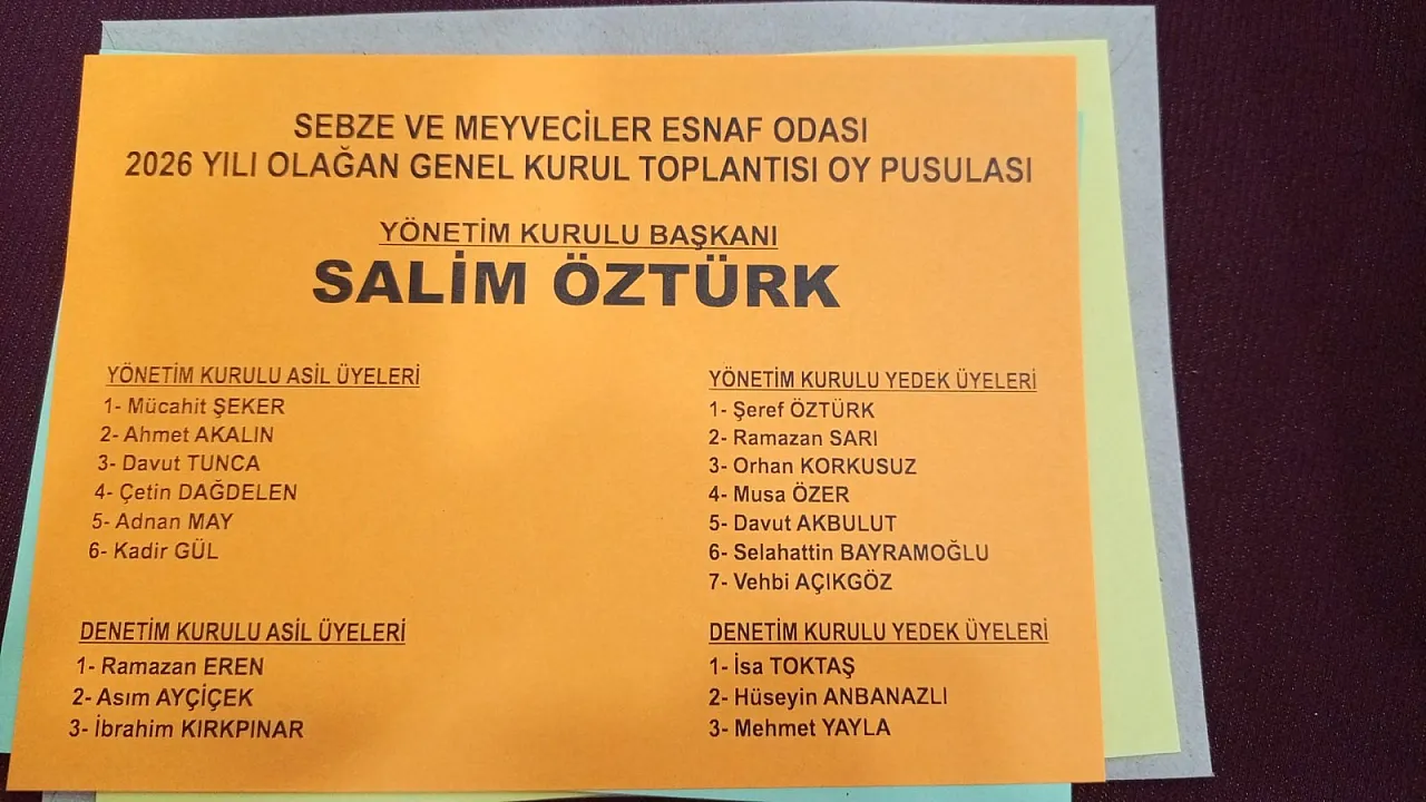 Afyonkarahisar'da Sebzeciler Odasında Adayların Beşi Bir Yerde