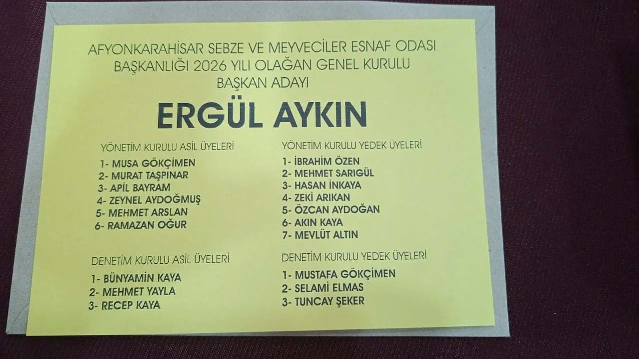 Afyonkarahisar'da Sebzeciler Odasında Adayların Beşi Bir Yerde