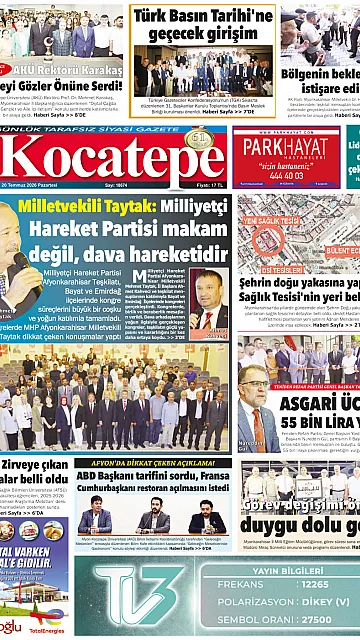 E-Gazete - Tarih: 20 Temmuz 2026