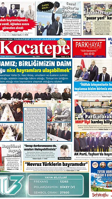 E-Gazete - Tarih: 23 Mart 2026