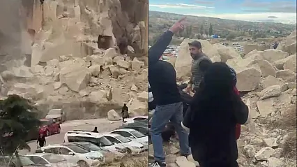 Kapadokya'da Peribacası Yıkıldı, Yaralılar Var
