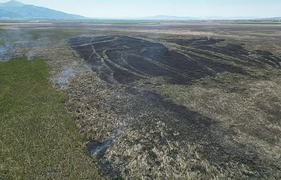 Eber Gölü’nün Yanan Bölümü Havadan Görüntülendi