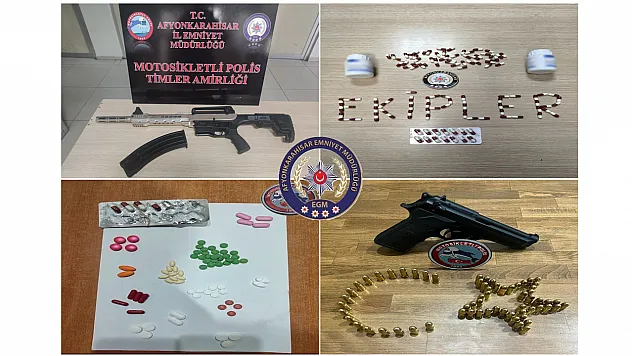 Afyonkarahisar'da 50 Bıçak, Uyuşturucu ve Silah Ele Geçirildi
