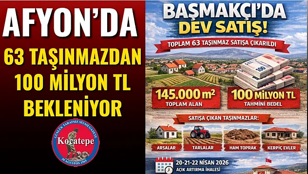 Afyonkarahisar'da 63 Taşınmazdan 100 Milyon TL Bekleniyor