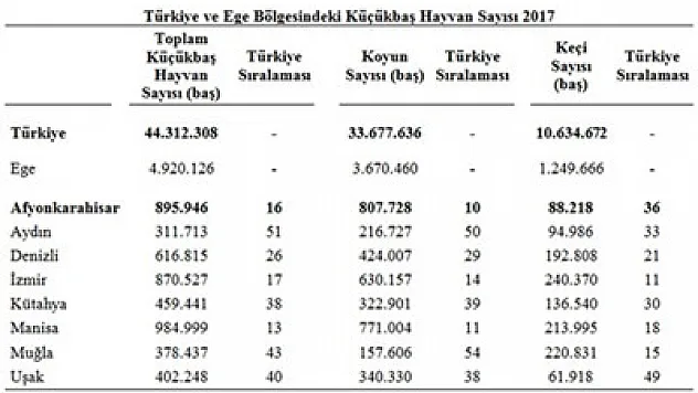 Afyonkarahisar'da küçükbaş hayvan sayısı 895 bin 546
