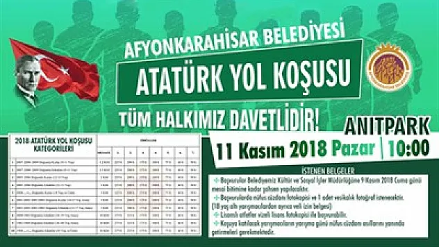 Atatürk Yol Koşusu 11 Kasım'da