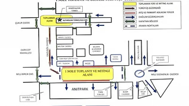 Miting ve gösteriler 5 alanda yapılabilecek