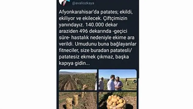 Patates ekiminde “yasak” tartışması – Kocatepe Gazetesi