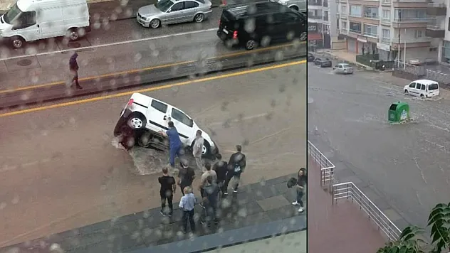 Sağanak Hayatı Felç Etti: Yol Çöktü, Araç Çukura Düştü, İş Yerlerini Su Bastı
