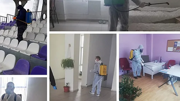Spor alanları dezenfekte edildi